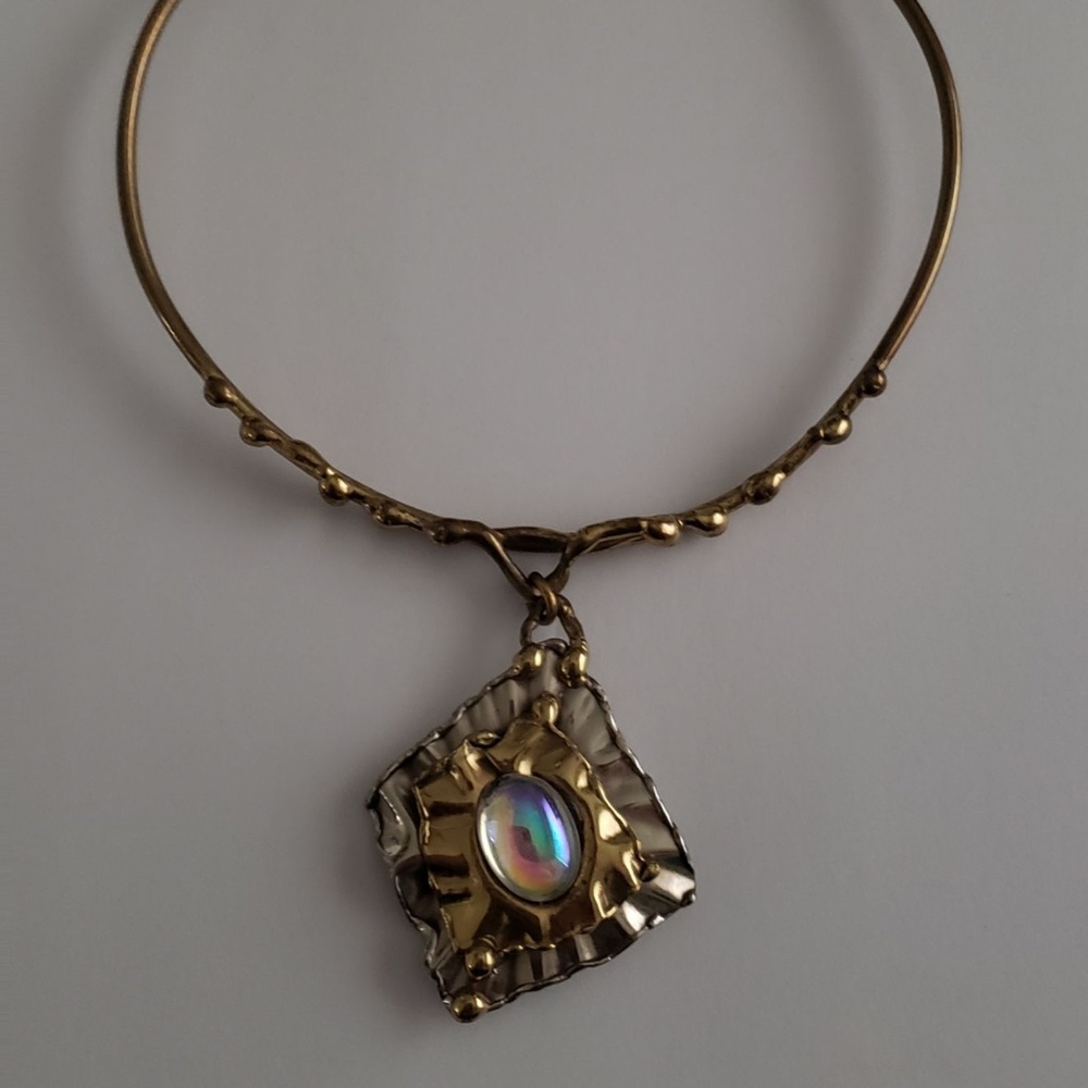 Choker Necklace with Pendant Metal and Stone